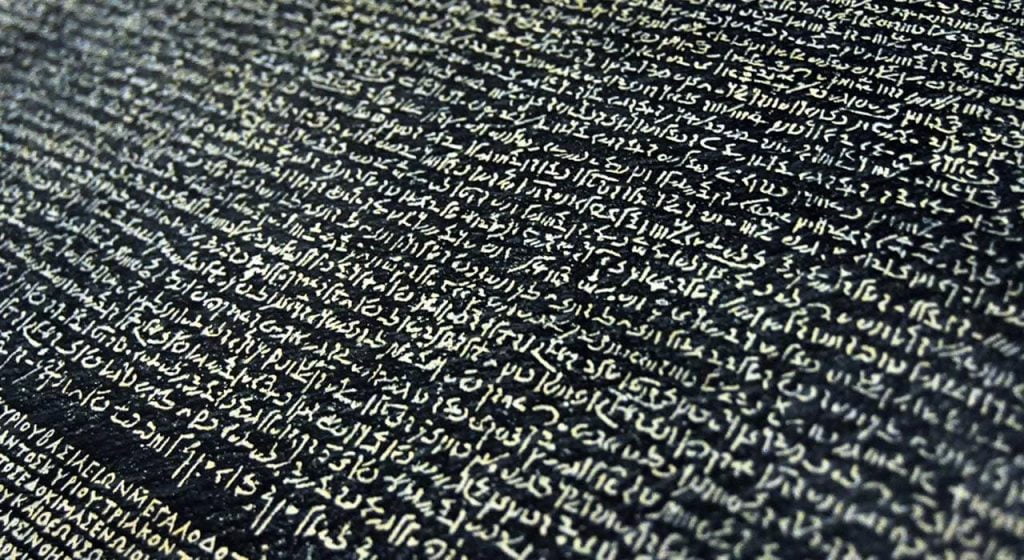 The Rosetta Stone, the ultimate code-breaking tool between languages.