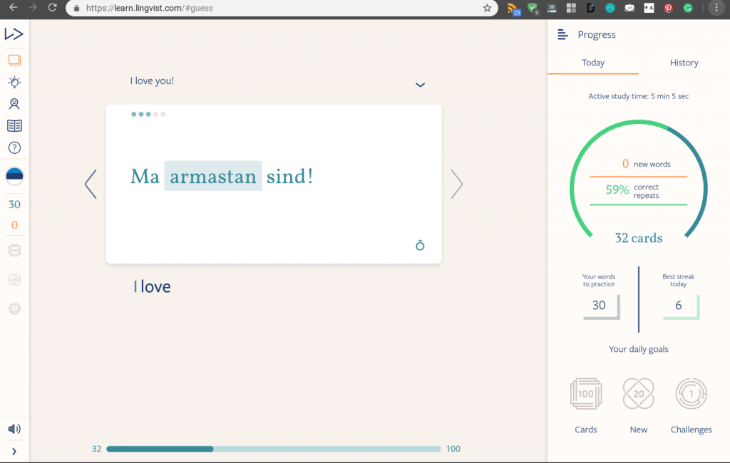 Lingvist is an app for language learning we really liked, but not our favourite. It's good for doing "cloze" type drills in a few languages.