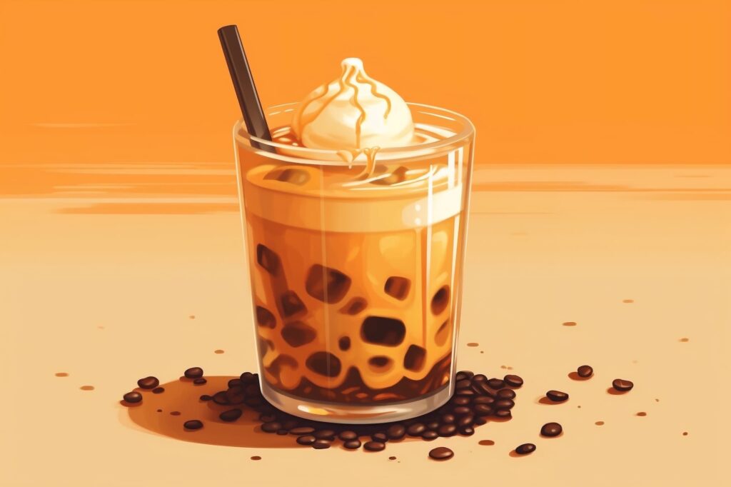 Taiwanese food brown sugar boba illustration