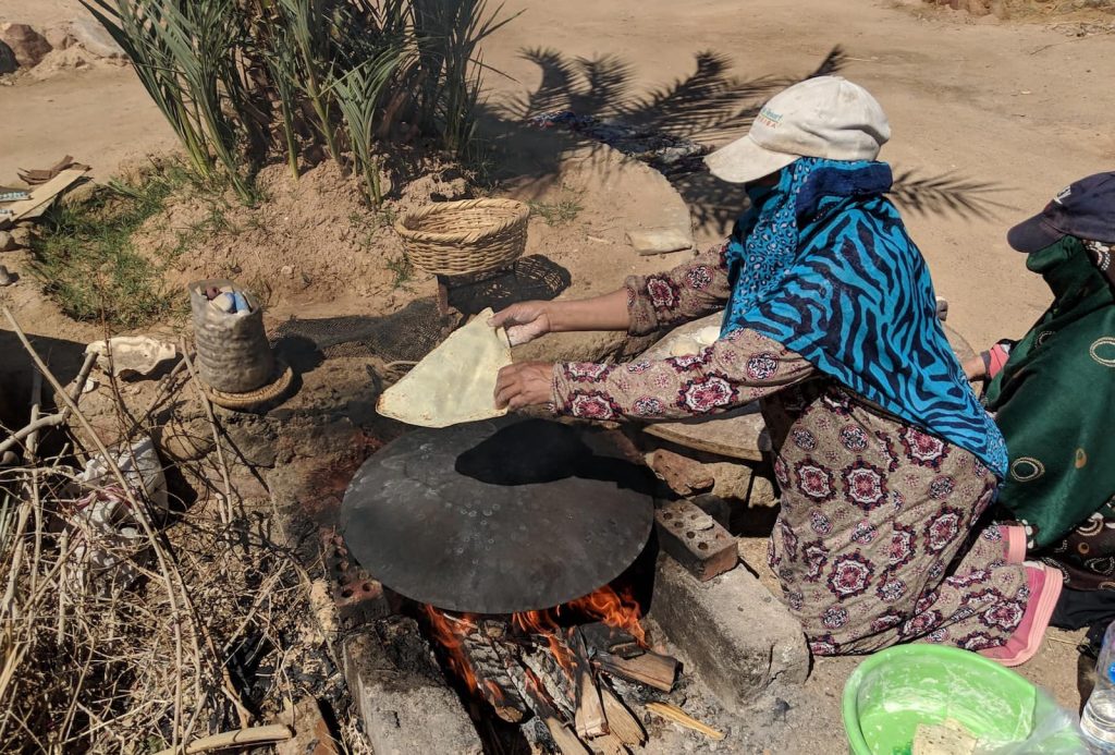 Bedouin woman making bread