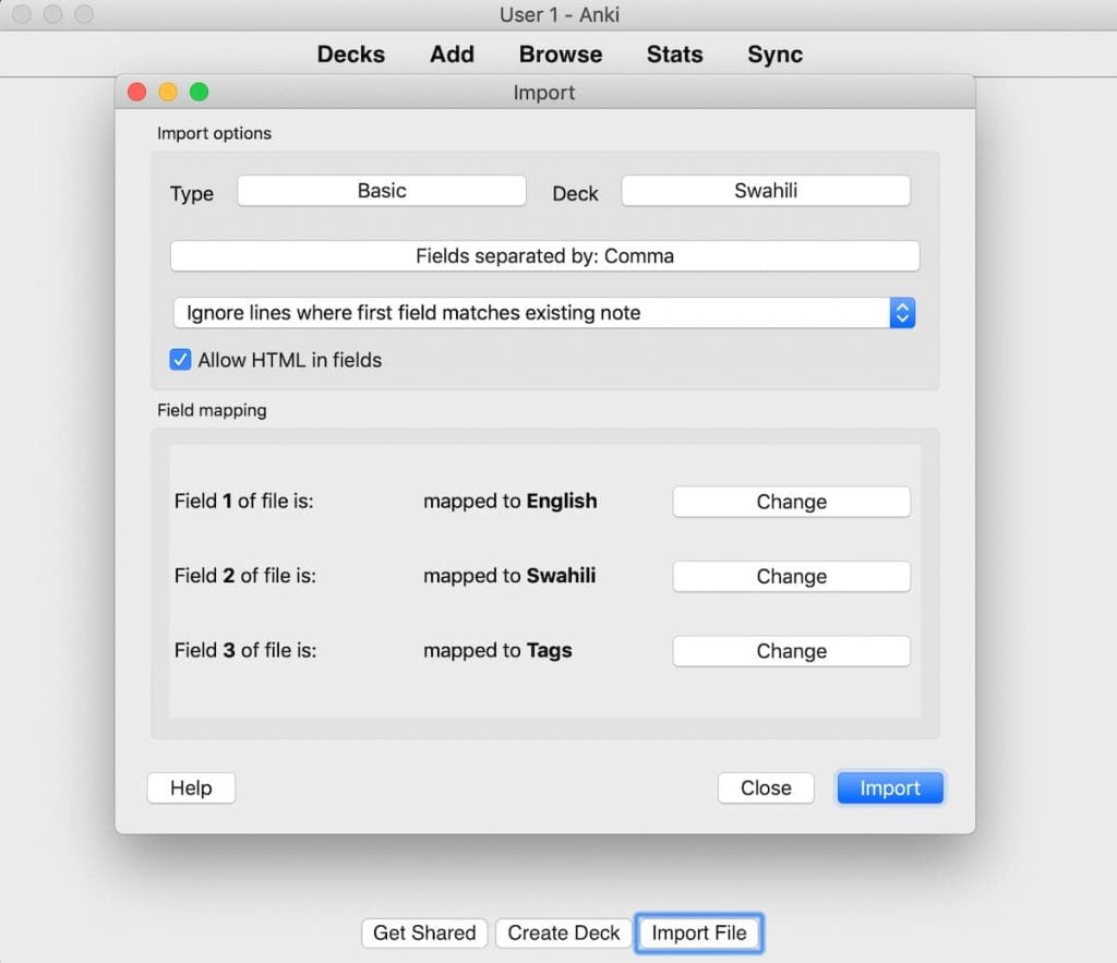 Import word cards into Anki to learn the words in another language more quickly