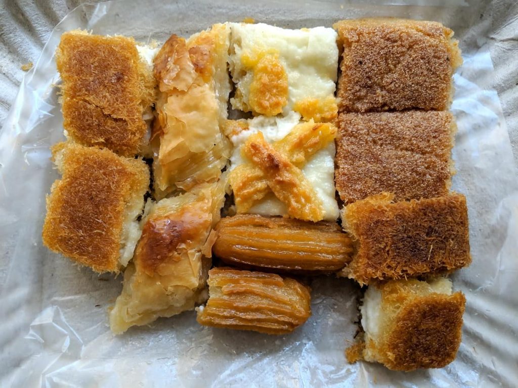 Arabic and Egyptian sweets, especially basbousa, konafeh and baklawa, are some of the best foods to eat in Egypt.