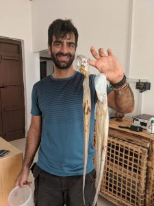 Being a mzungu in Zanzibar - receiving a gift of squid from village friends.