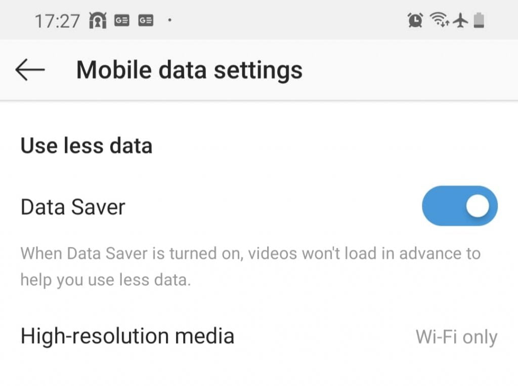 Use "data saver" mode on Instagram to use less cellular data while travelling