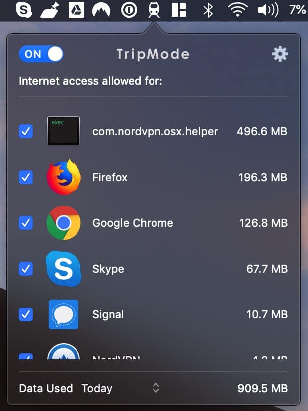 Install Tripmode to limit data usage on your laptop while you're tethering. A great way to reduce data while travelling.