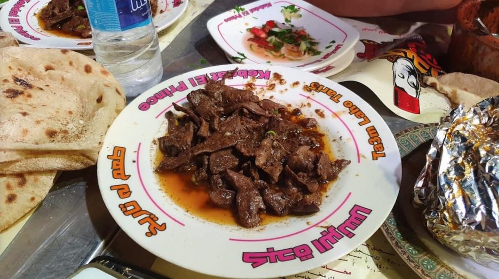 Kibda (liver) is a must-eat Egyptian local food. Get the best one in Cairo from El Prince.