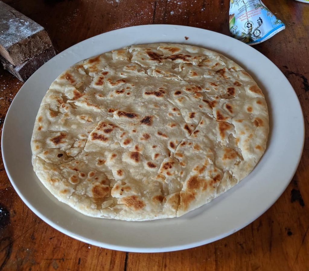 Making chapati while hiking the Usambara mountains