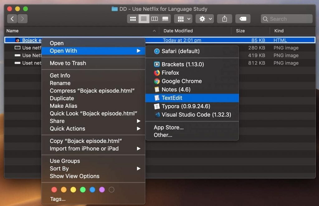 Learning a language with netflix is fun and easy. This is how you open a downloaded subtitle file.