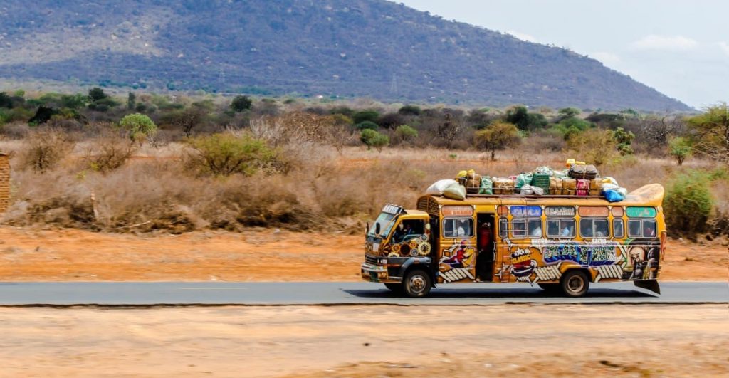 A matatu near Mombasa. Mombasa is a good place for how to learn Swahili