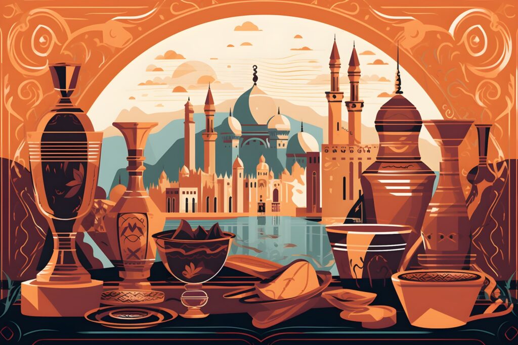Persian vs Arabic buildings and items cover artwork