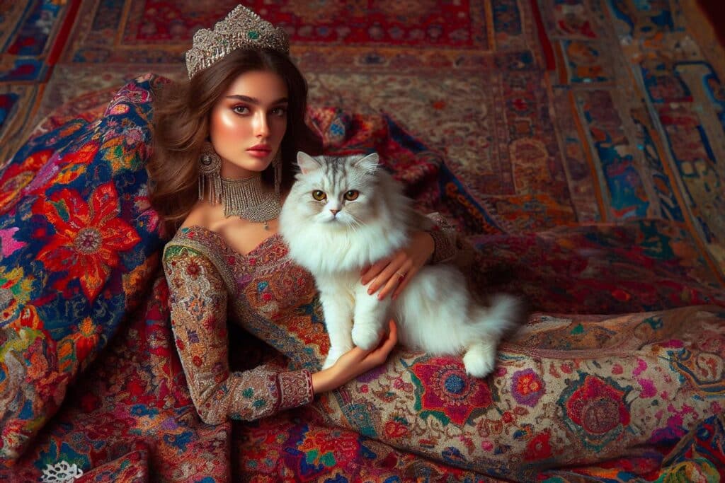 Persian princess, persian cat, persian rug