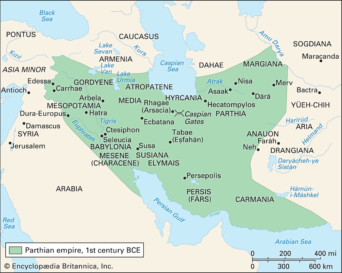Parthian empire map of Persian empire