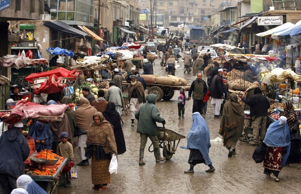 Street scene in Kabul, where Farsi vs Dari is spoken