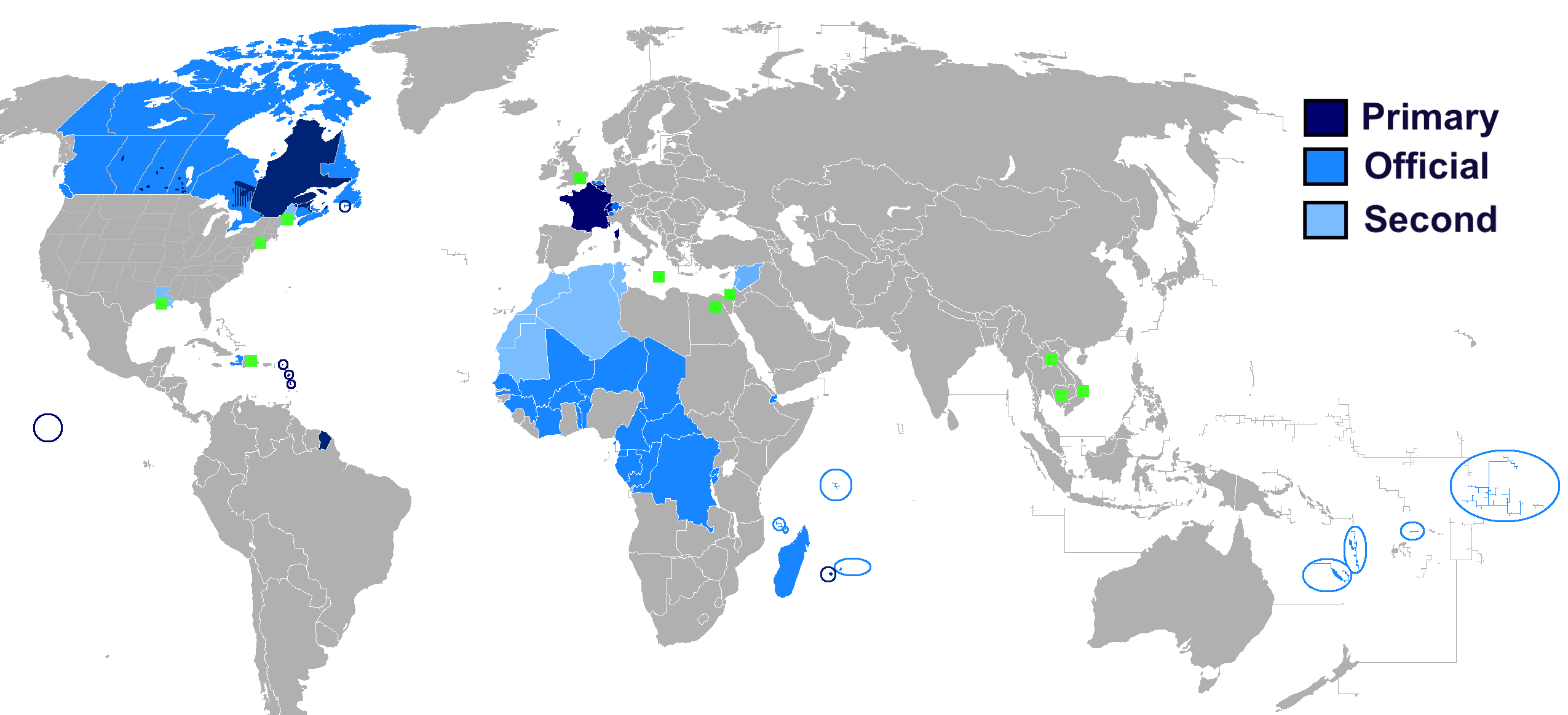 Map of French-speaking countries in the world