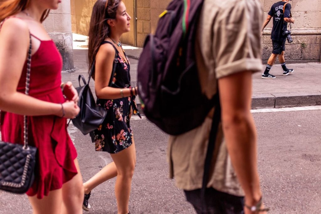 People walking in Barcelona, Catalunya, where Catalan is spoken