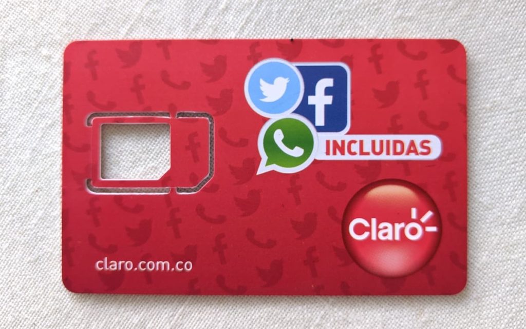 Claro sim card, essential for living in colombia if you use much data