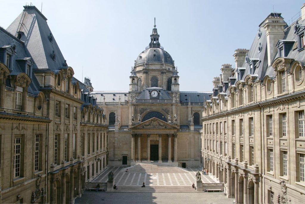 The courtyard of sorbonne university, france - one benefit of learning a new language is studying in that language