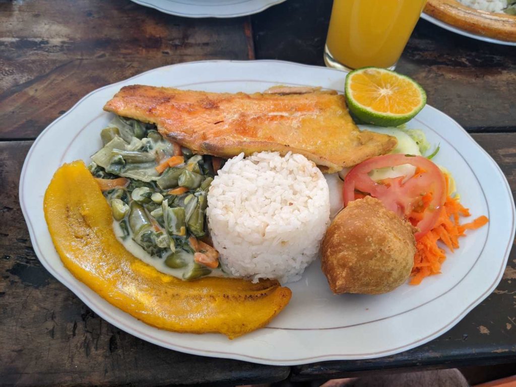 Trucha a la parilla menu del dia en Salento, colombia