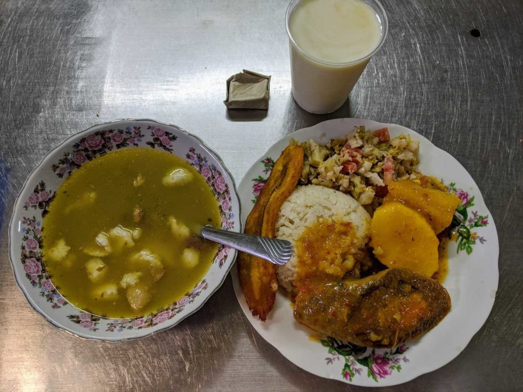 Menu del dia in Medellin, Colombia. Lengua (tongue), and a soup