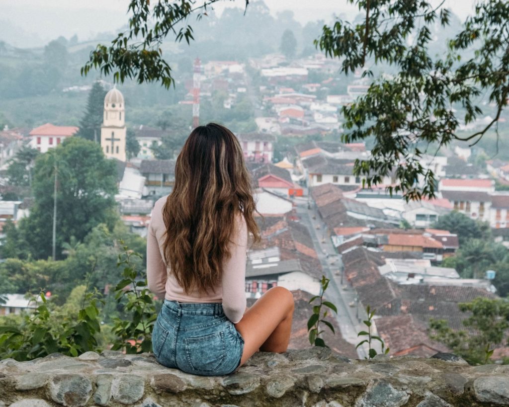 Mirador alto de la cruz view in Salento Woman with Long Hair