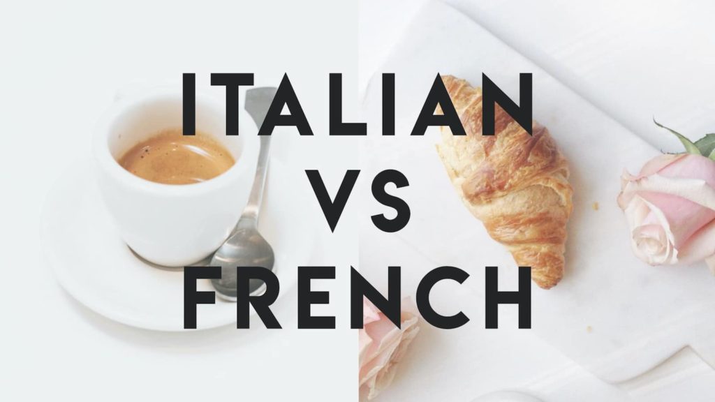 Italian vs French cover image with espresso and a croissant