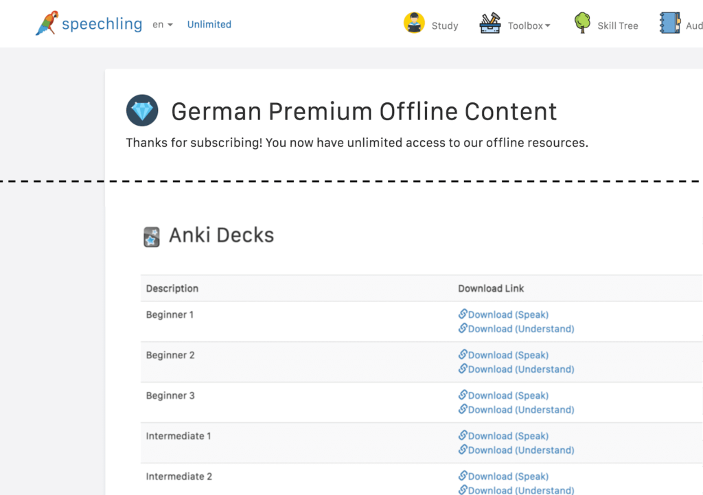 Glossika vs Speechling - downloadable anki decks