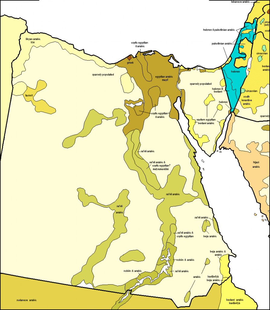 Arabic language map of Egypt and immediate neighbouring countries