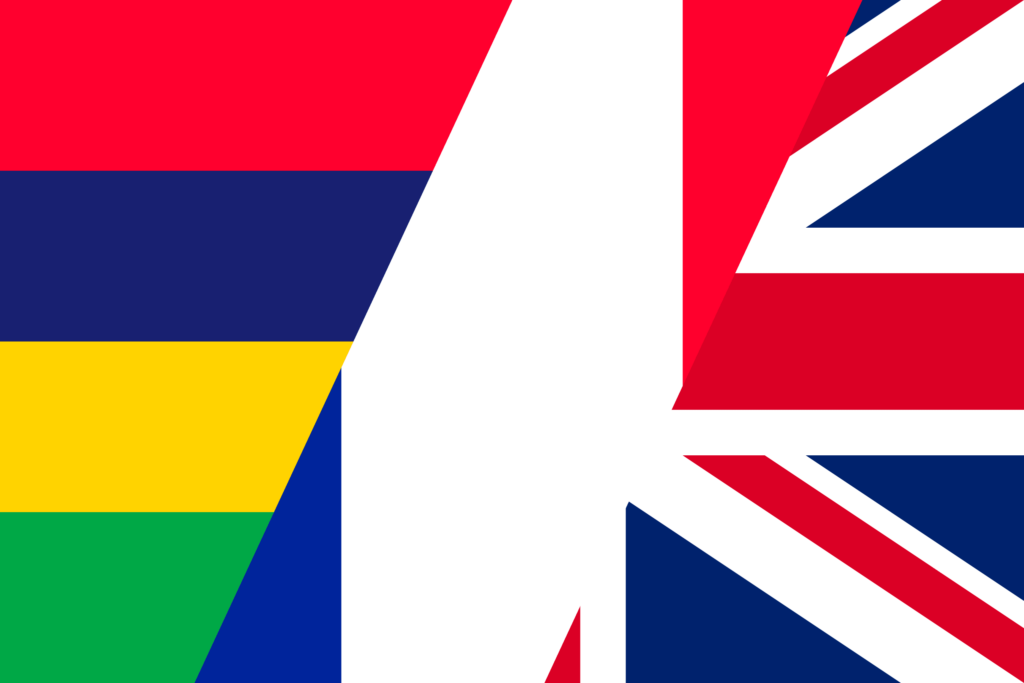 Languages of Mauritius cover image with mauritius France and uk flags