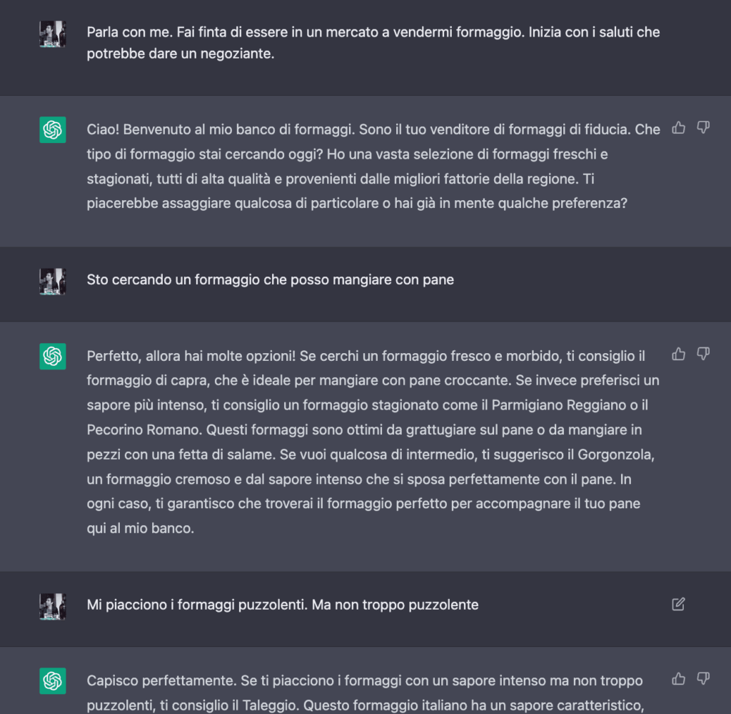 Chatting with ChatGPT in Italian