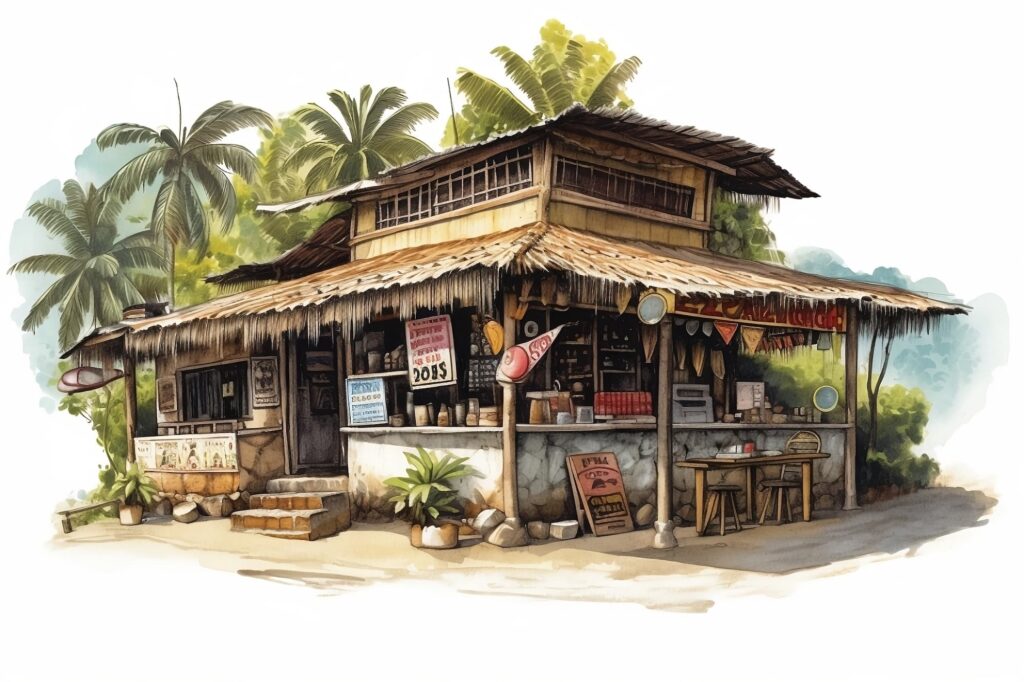 Illustration of a Colombian coffee hut