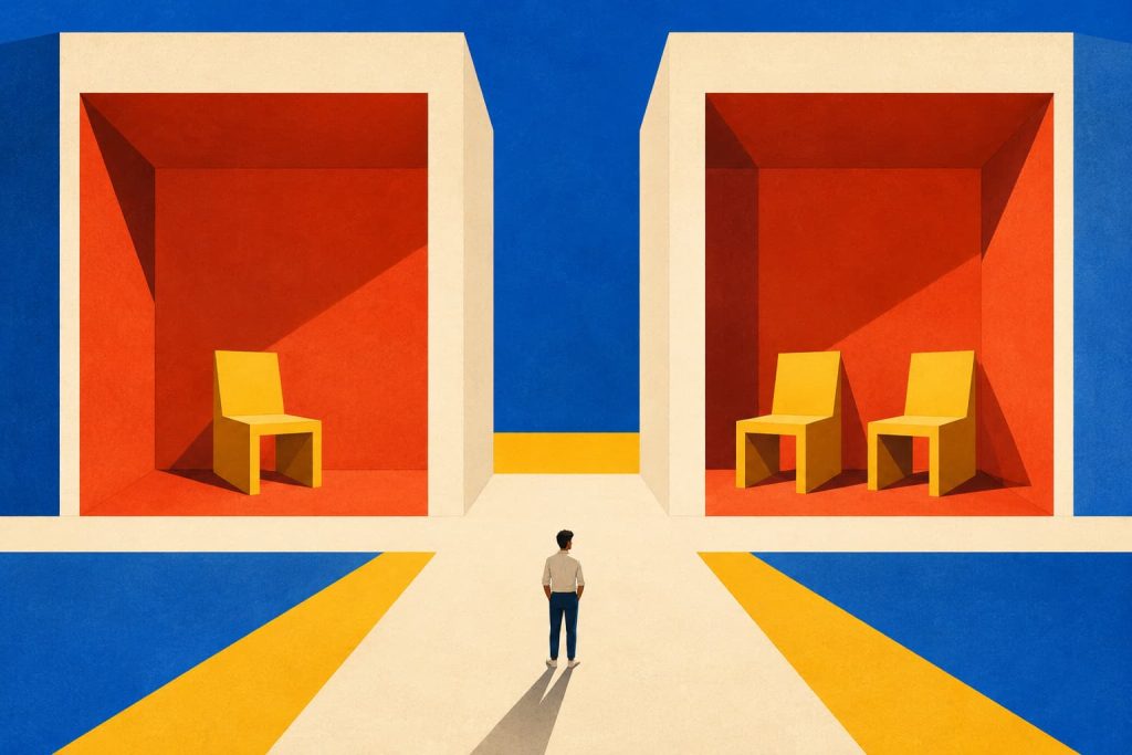 Vos vs Vosotros and Vosotras: Spanish in Argentina and Spain 1 Geometric illustration of a learner comparing one chair with a pair of chairs, representing singular and plural Spanish address